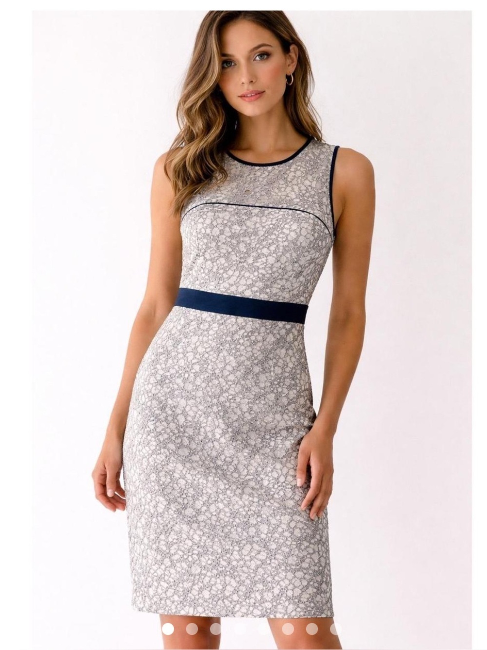 Banana Republic Women's White and Navy Work-dresses Size 12